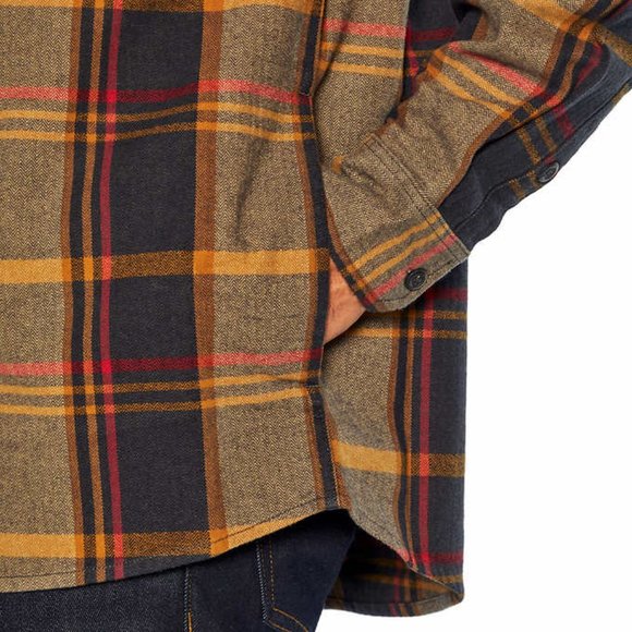 Orvis Men’s Brown Flannel Shirt Cotton Collar and Cuff Lining Warm Heavyweight - Picture 4 of 5